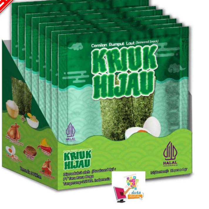

Terbaru Rumput Laut KRIUK HIJAU Halal | 1 box | 12 pcs
