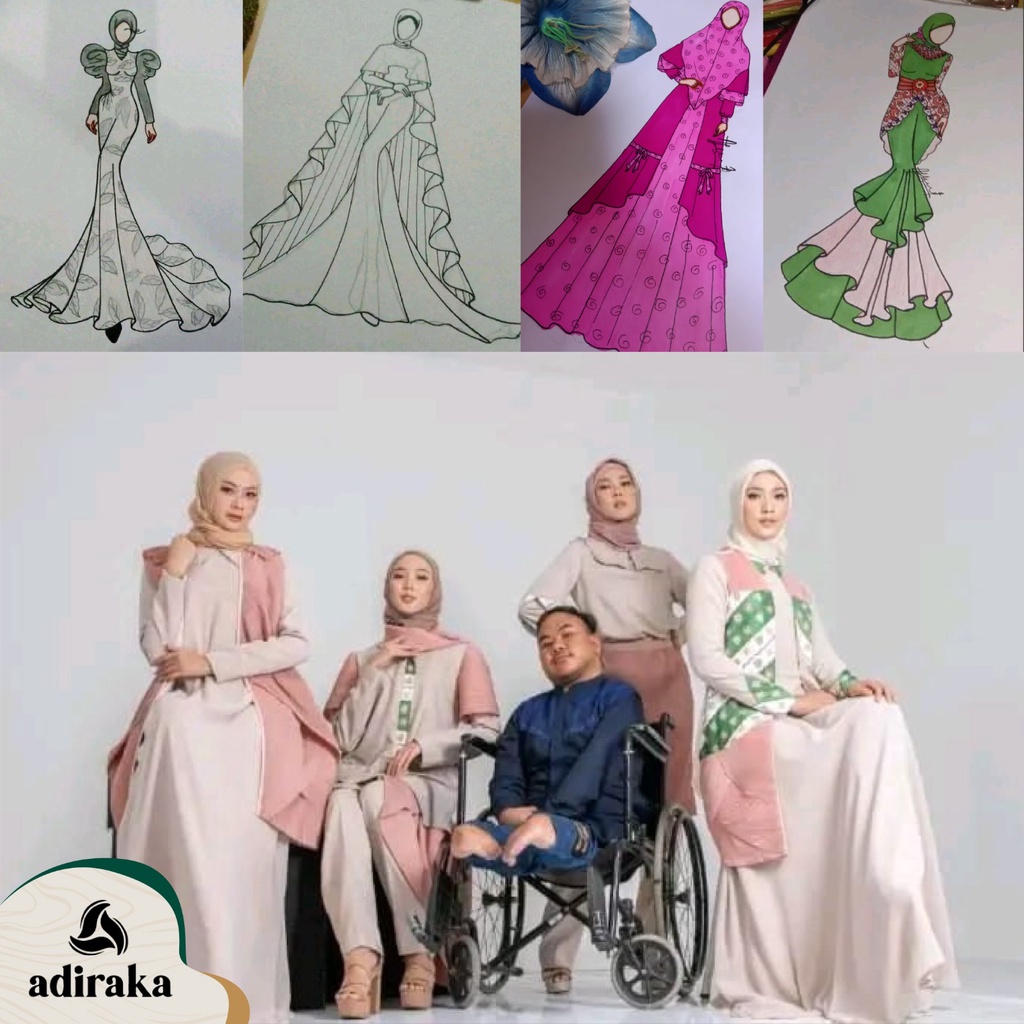 Jasa Gambar SKETSA Desain Fashion By: RAHMAT HIDAYAT (Desainer Disabilitas) / Fashion Designer Difab