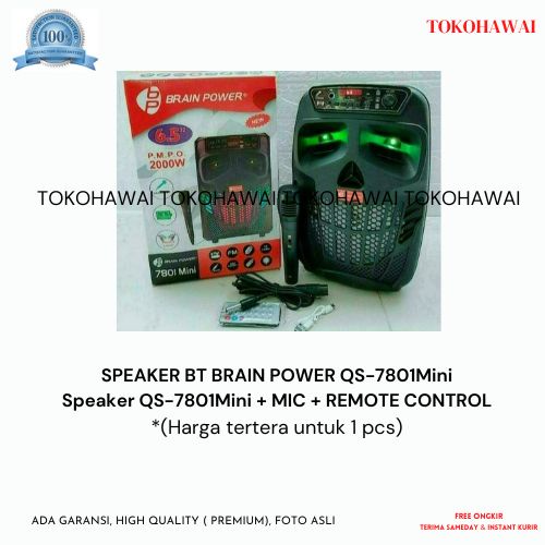 SPEAKER BT BRAIN POWER QS-7801Mini  + MIC + REMOTE CONTROL