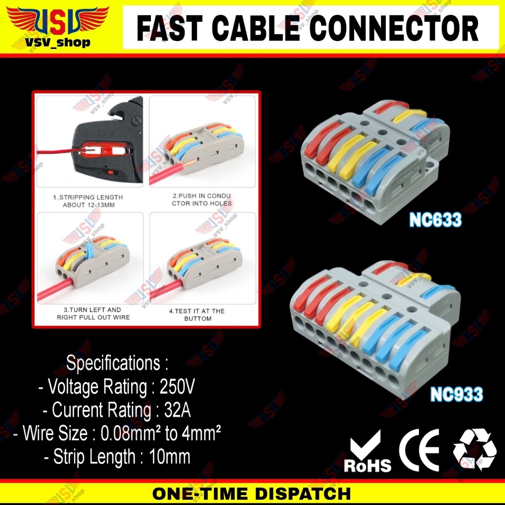 Terminal Konektor Kabel Sambung Cabang Quick Cable Connector 3to6