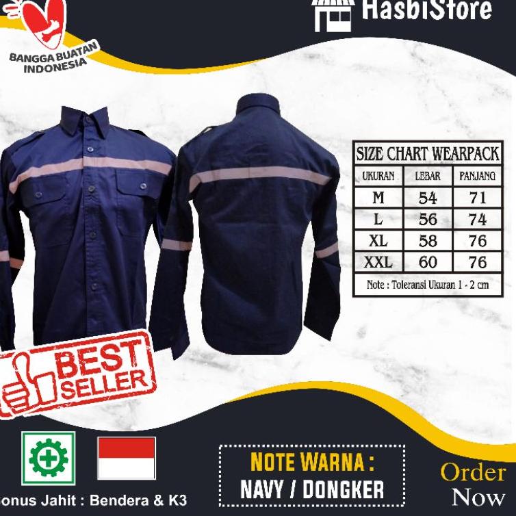 ✸ ATASAN Baju Kerja Safety Panjang /Proyek /Tambang Biru tua/Dongker/Navy PRIA/WANITA ✾