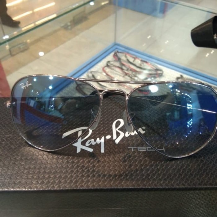 kacamata rayban aviator silver original fullset asli