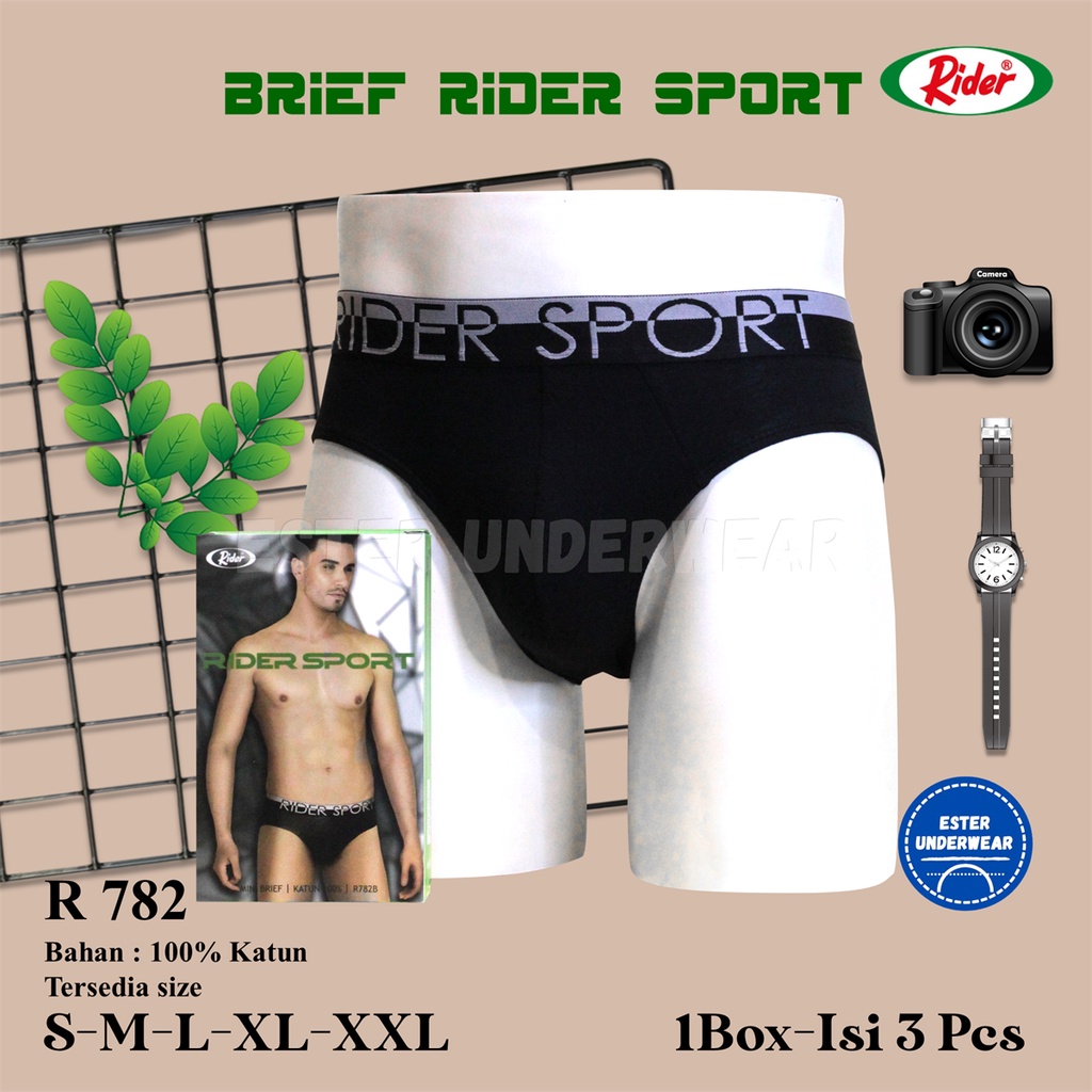 Celana Dalam Pria Rider Sport R 782 isi 3Pcs/Pack Bahan Katun