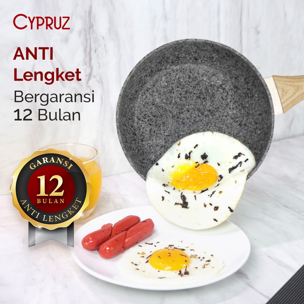 Cypruz Panci Susu Anti Lengket Sauce Pan White Granite Series 18 cm