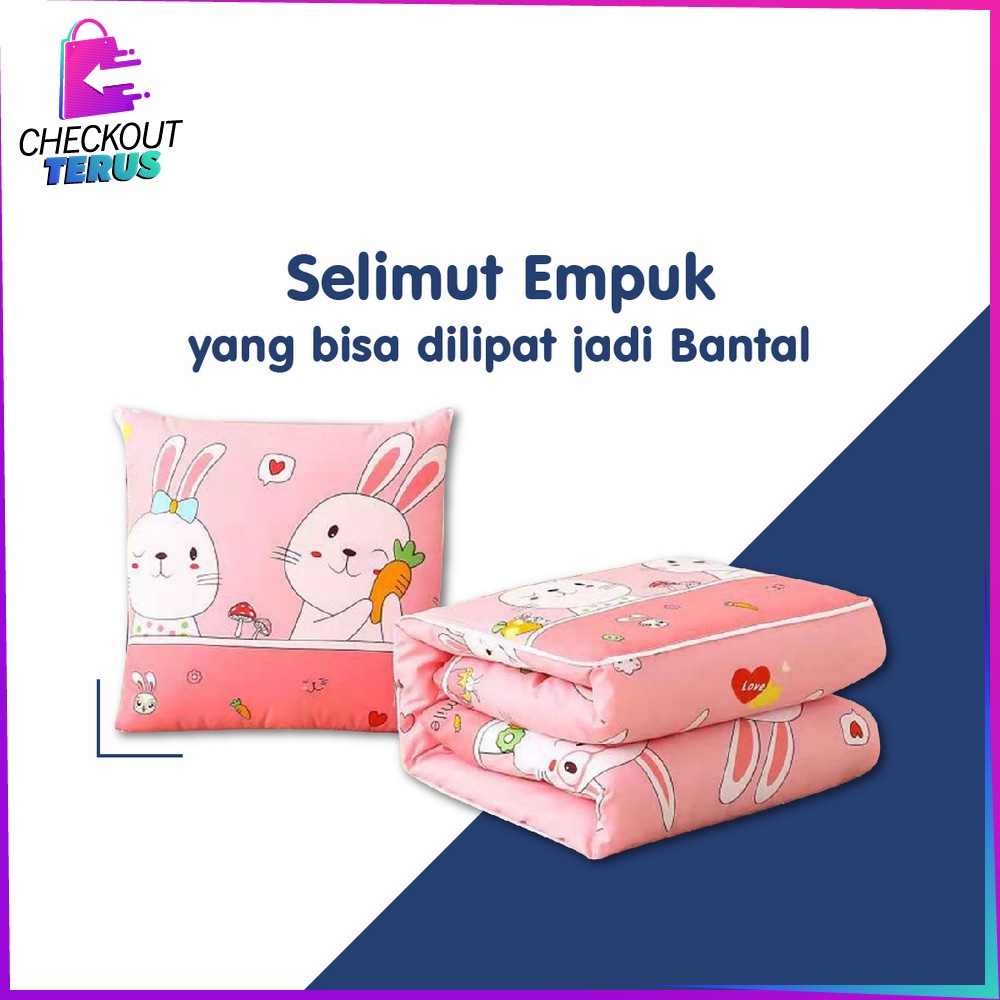 CT C595 Balmut Bantal Selimut 2IN1 Bisa Lipat Praktis Bantal Tidur Set Motif Karakter Kartun Blanket Bantal Travel Dewasa Anak