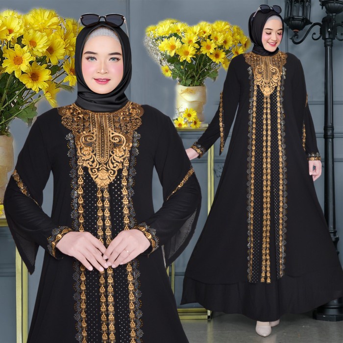 Gamis Gamis Abaya Arab Turkey Jersy Import Premium - Hitam, M(S4D2) BEST SELLER Gamis Abaya Turki Ga