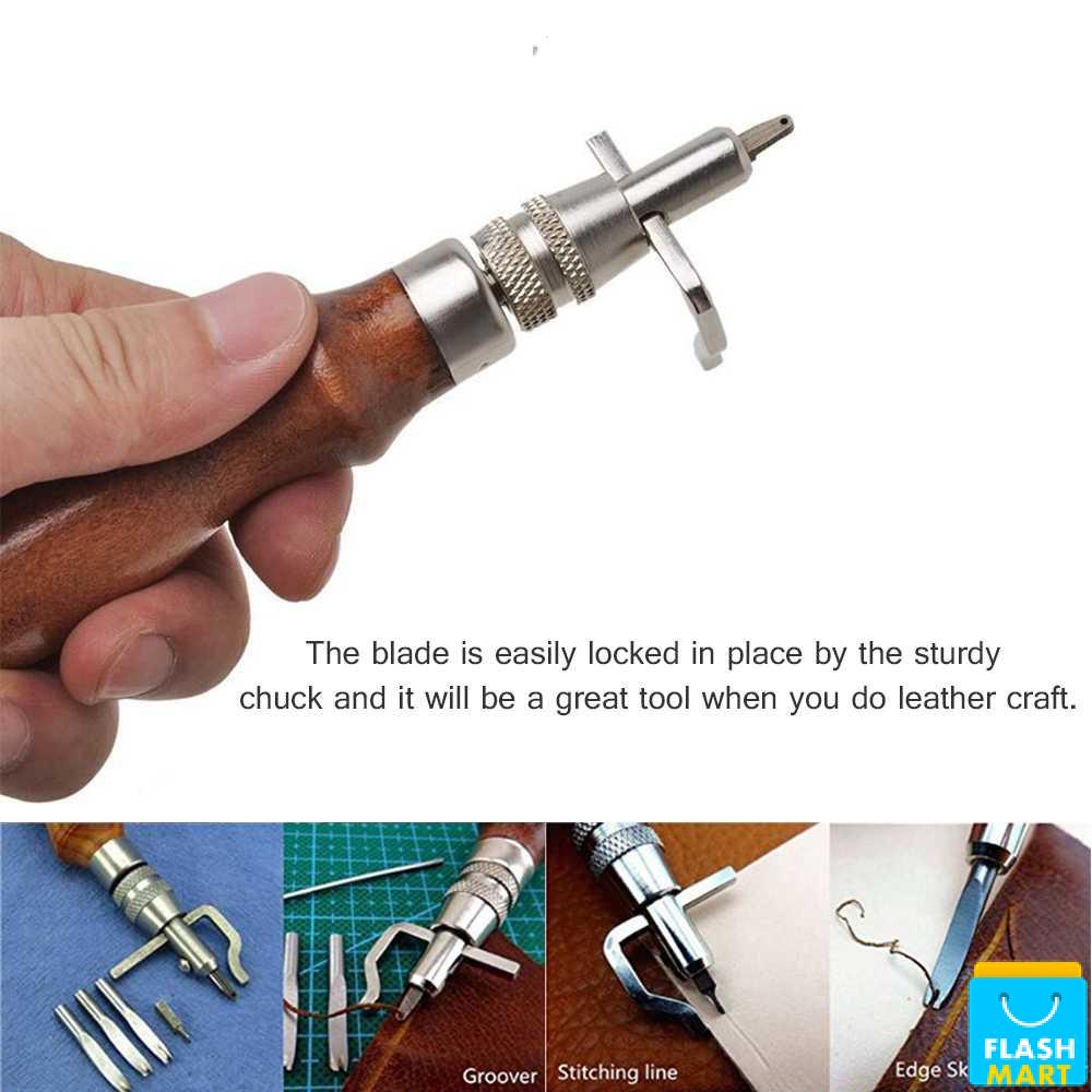 Flashmart Alat DIY Kulit 7 in 1 Leather Craft Stitching Sewing Tool Set - DK30015