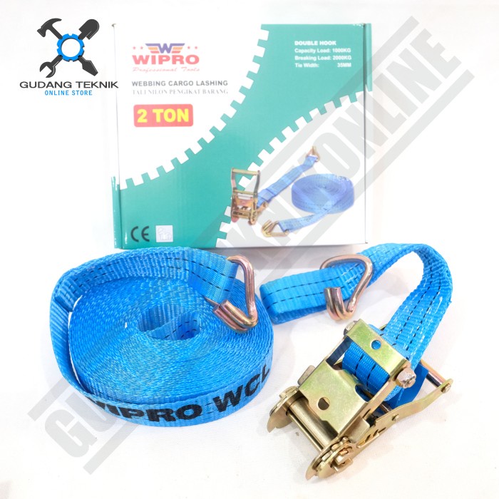 Tali Pengikat Barang 2 Ton 6M 10M 12M WIPRO / Cargo Lashing Belt Ratchet Tie Down 2T 6 10 12 Meter WIPRO