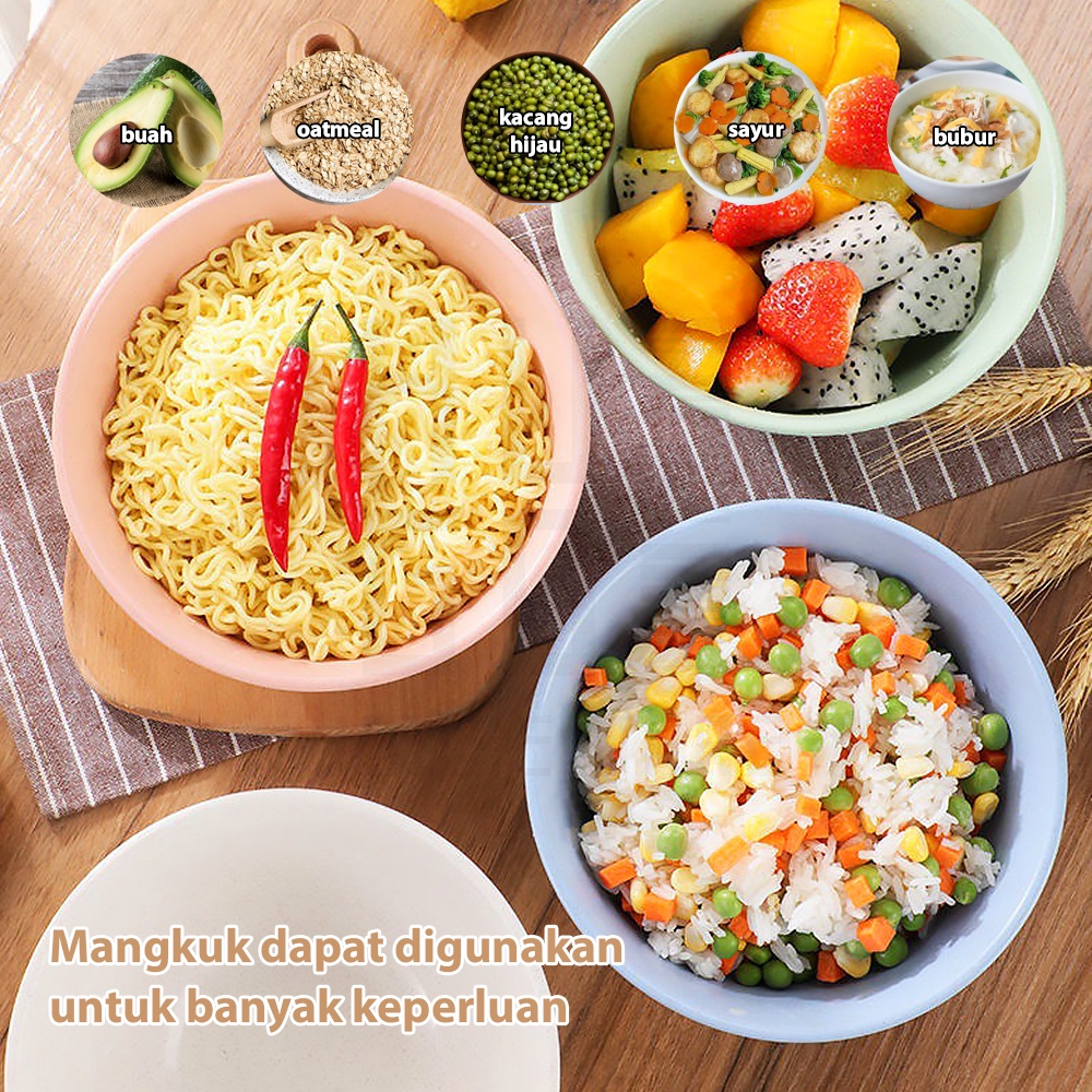 HUGO Mangkuk Sup Besar Bahan Jerami Mangkok Plastik Wheat Straw Microwaveable Tahan Panas