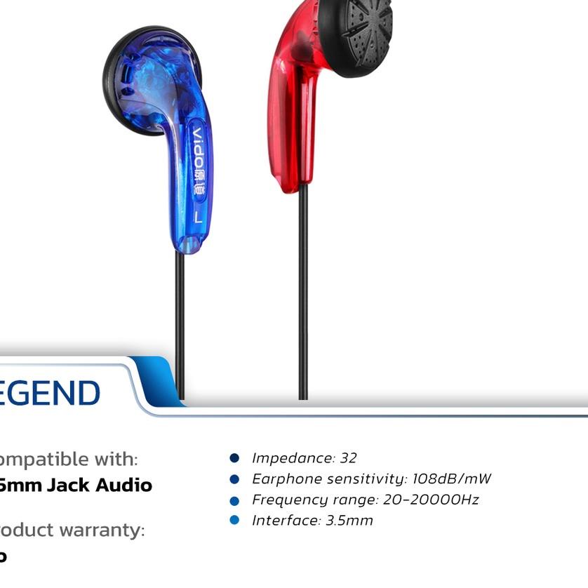 ۞ 🇲🇨 VIDO EARBUD ORIGINAL - KERE HORE LEGEND - NON MIC EARPHONE ☻