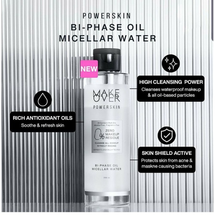 (READY &amp; ORI) Make Over Powerskin Biphase Oil Micellar Water Pembersih Wajah 200ml