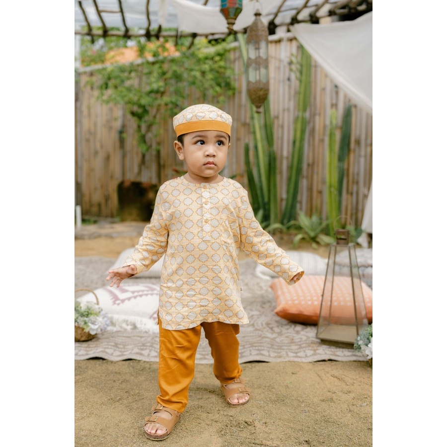 [TOMS] BOHOPANNA (1set) Rama Set / Baju Muslim Koko + Peci Anak Laki2 Lebaran Raya Ramadhan 2023 Terbaru