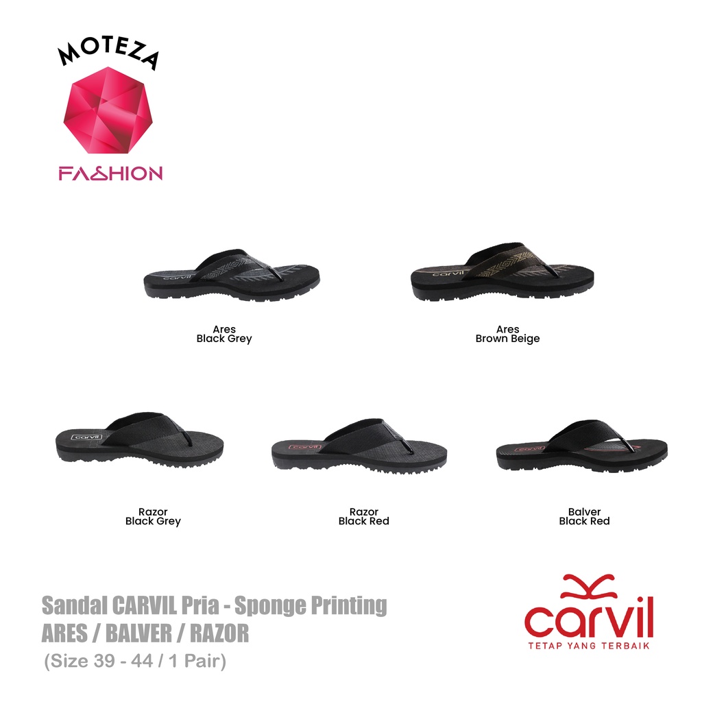 Moteza Sandal Jepit Carvil Pria / Sendal Cowok Sponge Print Casual Original TERLARIS TERMURAH - BALVER / ARES / RAZOR