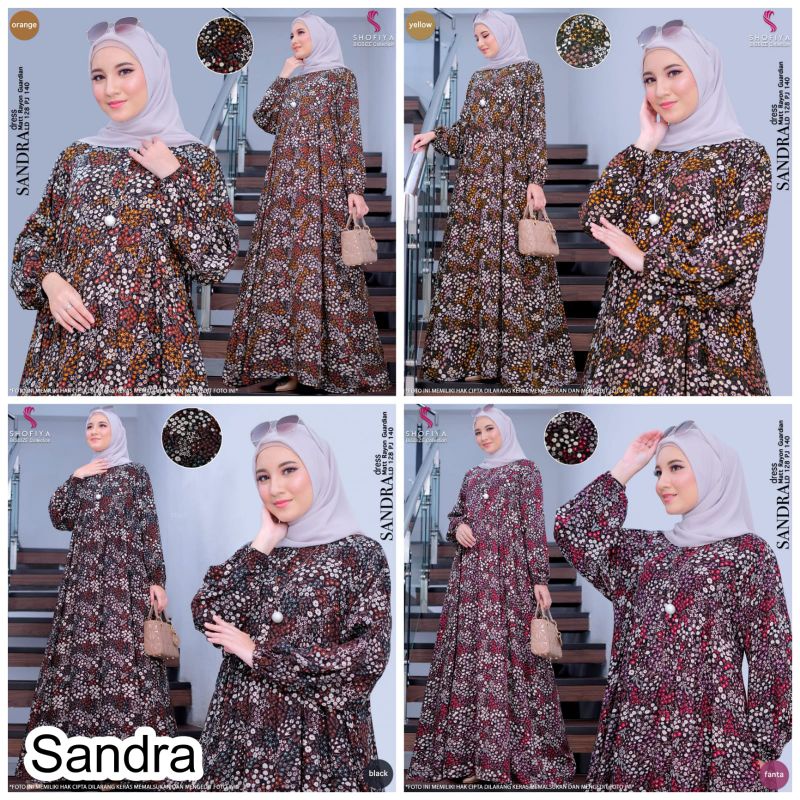 [READY] SANDRA BY SHOFIYA DRESS JUMBO MOTIF BUNGA KECIL LD 128