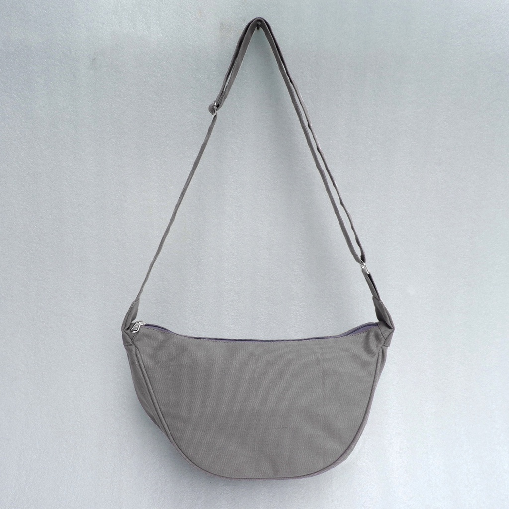 Sling Bag Kanvas Kasual Wanita 32x17x10cm Varian Halfmoon Grey