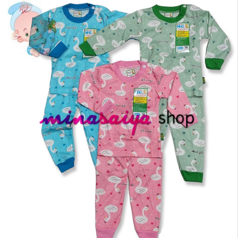 MOM'S GIFT Setelan Bayi Lengan Panjang SNI Piyama Bayi Kancing Pundak Motif Uk. S - XL