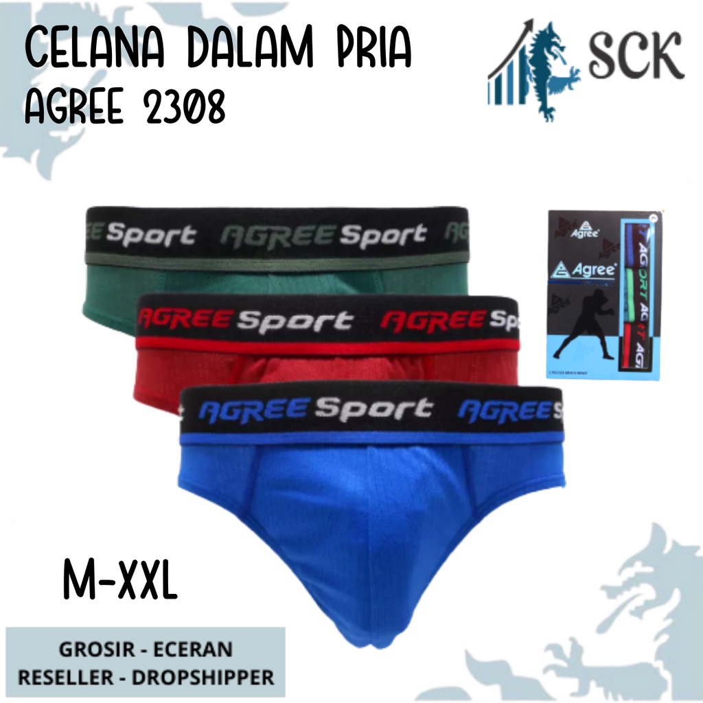 [ISI 1] Celana Dalam Olahraga Pria AGREE 2308 / CD Pinggang Karet MODEL BOXER Sport / Pakaian Dalam Cowok - sckmenwear GROSIR