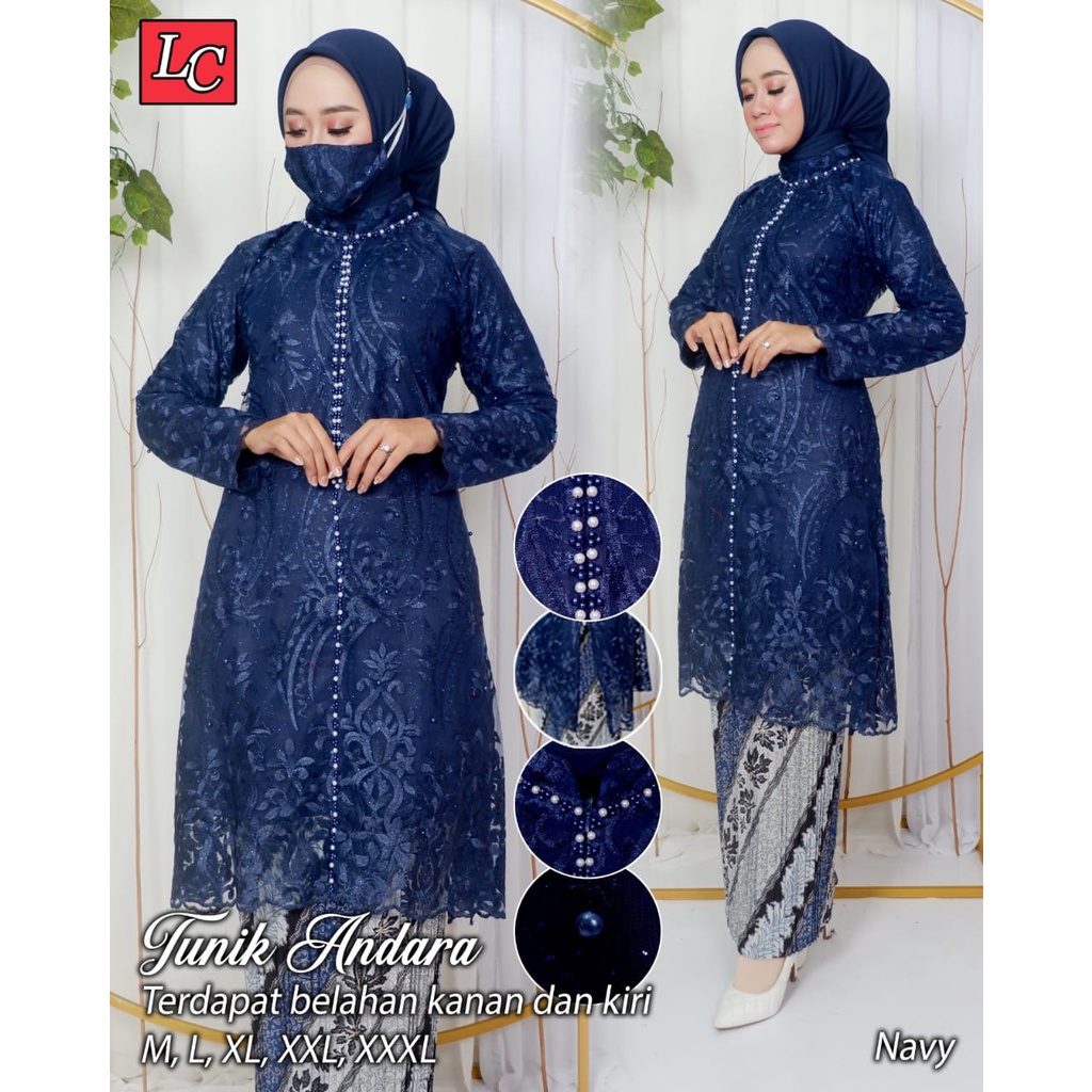 Kebaya tunik andara brokat jumbo busui modern kekinian Baju akad wisuda remaja dan pernikahan