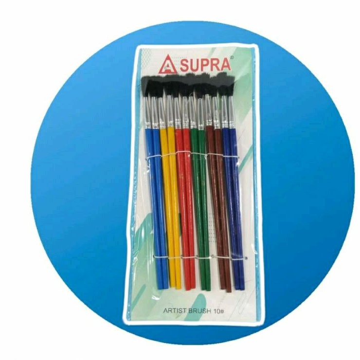 KUAS LUKIS CAT AIR WARNA WARNI SUPRA UKURAN 6&quot; INCH ARTIST BRUSH PERALATAN MELUKIS TERLARIS