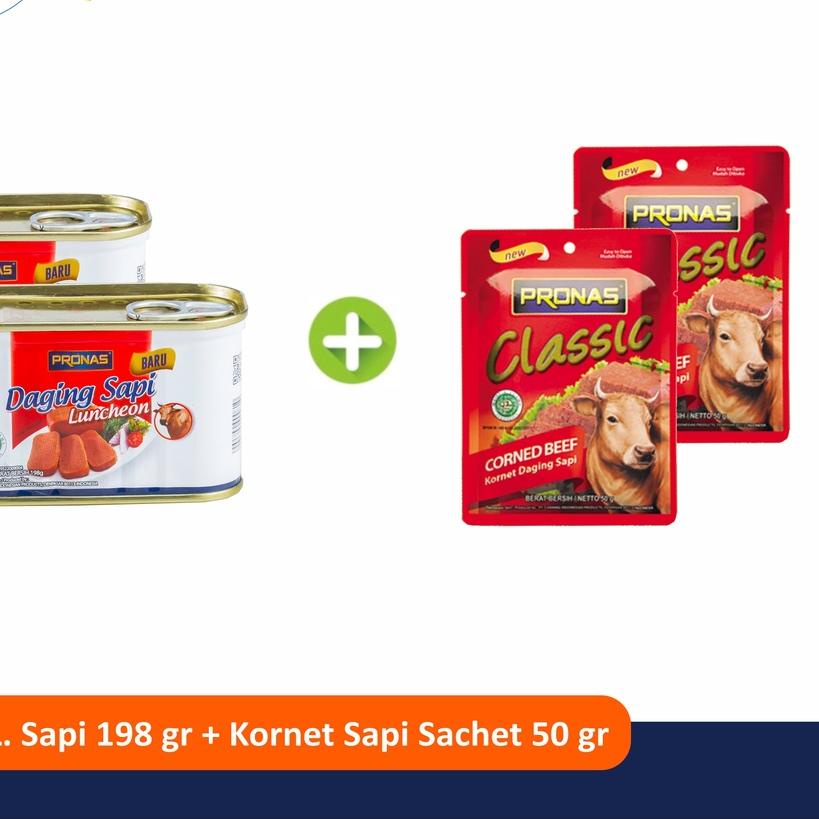 

☁ PRONAS Paket Exclusive Beef Luncheon 198g & Kornet Sapi Ori 50g bundling 4pcs ◄