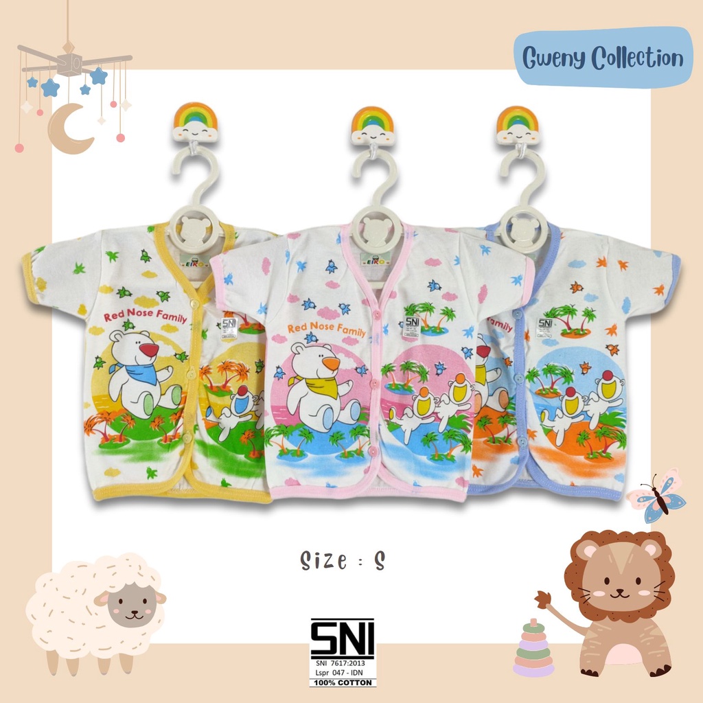 BAJU ATASAN BAYI UNISEX COTTON BAJU LENGAN PENDEK ANAK UNISEX KATUN (DKTP)