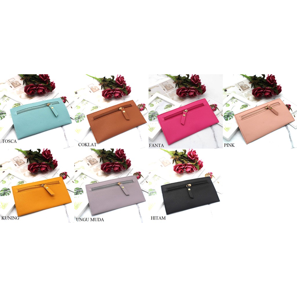 FYGALERY FYDP019 Dompet Panjang Wanita Polos Resleting Simple Woman Fashion Wallet Purse Murah