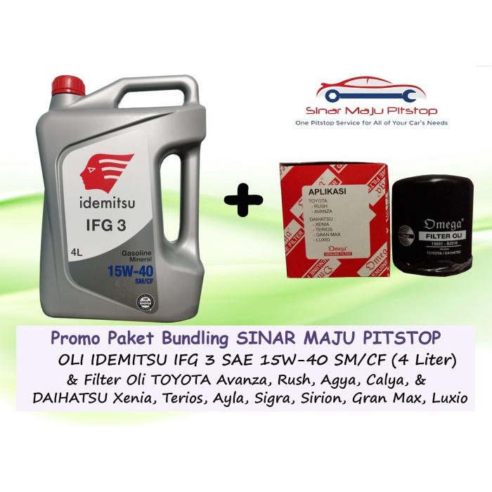 Paket Oli IDEMITSU 15W40 SM/CF & Filter Mobil DAIHATSU GRANMAX & LUXIO ORIGINAL