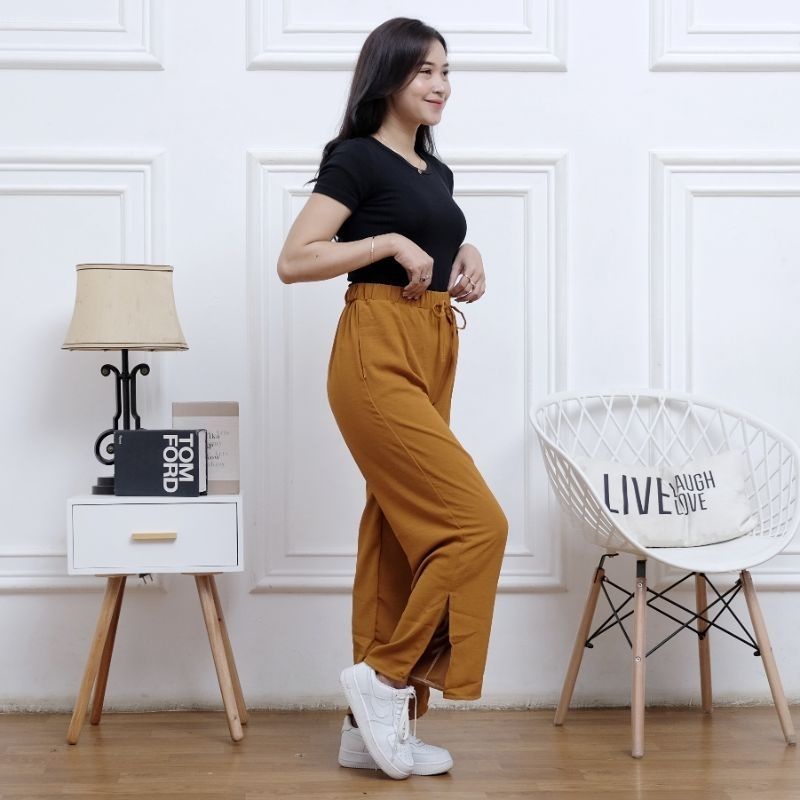 Izzie Loose Pants Celana Kulot Wanita Celana Kerja High Waist