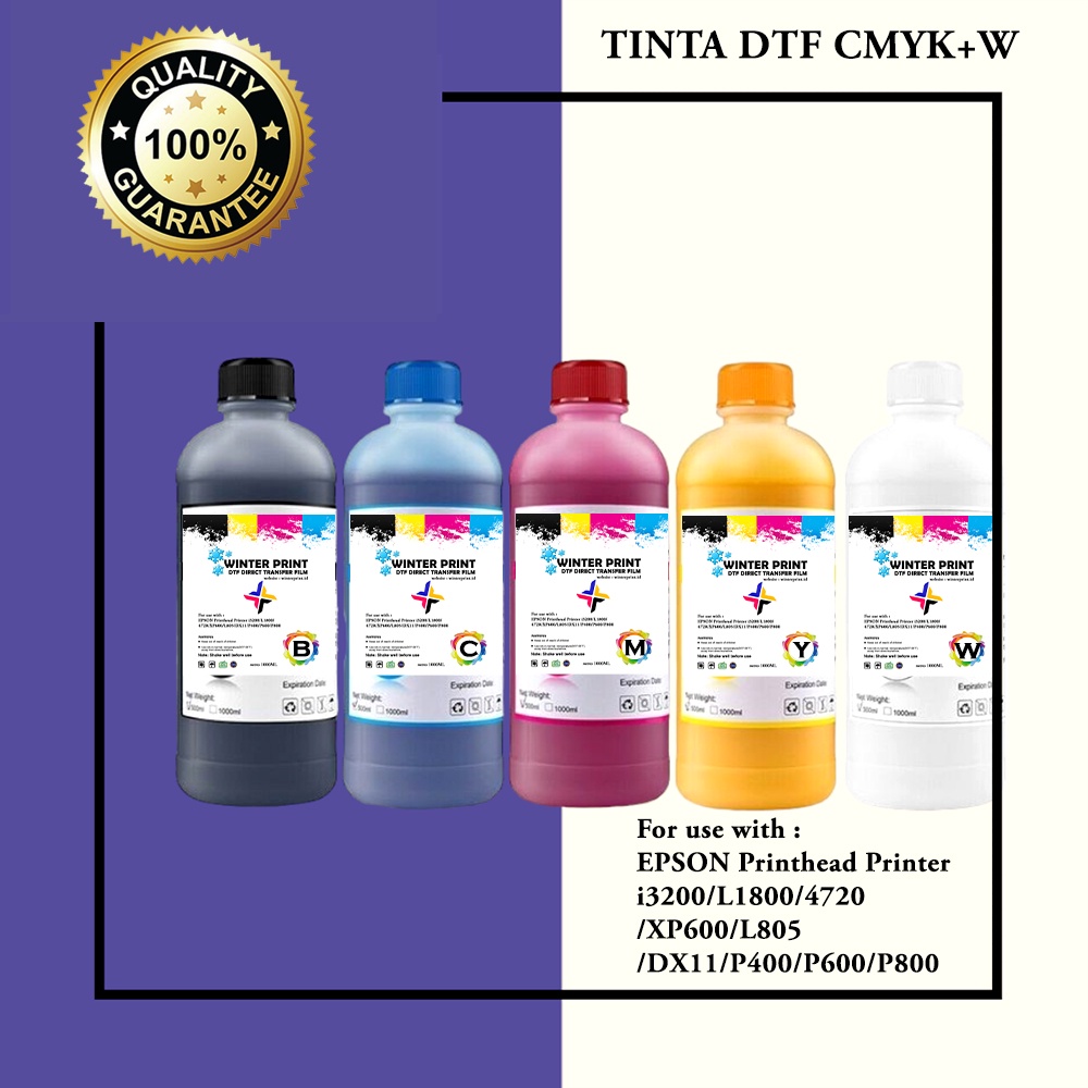 TINTA DTF CMYK + White PREMIUM QUALITY 1 LITER SABLON PRINTER KAOS DTF