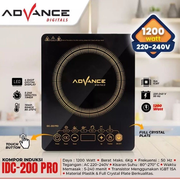 Kompor Induksi Advance IDC-200PRO Kompor Induksi Touch Button-Garansi resmi