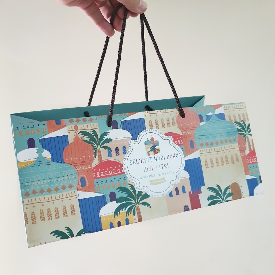 

(5 Pcs) Paperbag Brwonies Lebaran Tas Kertas Goodie Bag Packaging Hampers Parcel Idul Fitri Papper Bag 31x19x13 cm