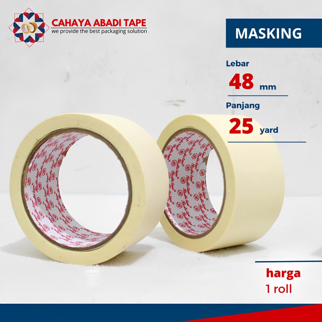 

LAKBAN KERTAS/MASKING TAPE BODHI 48MM X 25YARD PER ROLL TERMURAH DAN TEBAL