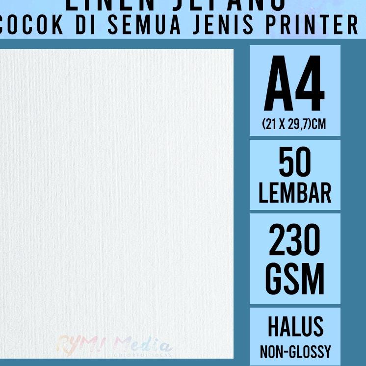 

[ART. 7178] LINEN Jepang 230 gsm A4 isi 50 lembar / Kertas HVS Linen Tebal 230 gram Undangan Sertifikat