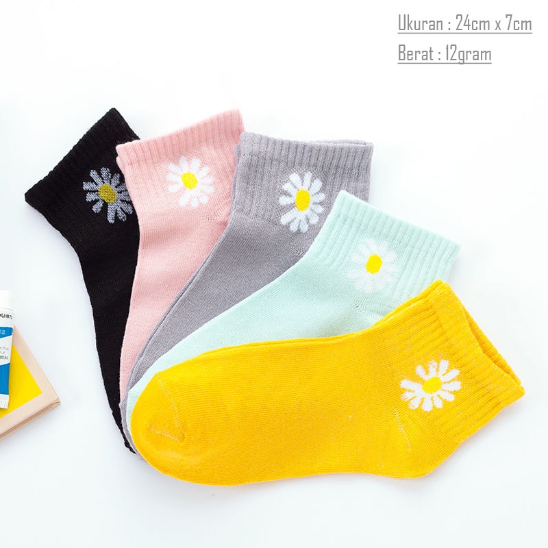 Kaos Kaki Motif Daisy Pendek Semata Kaki Ukuran 24cm x 7cm Alas Kaki Lucu Bahan Polyester Tebal Kualitas Tinggi W1A2