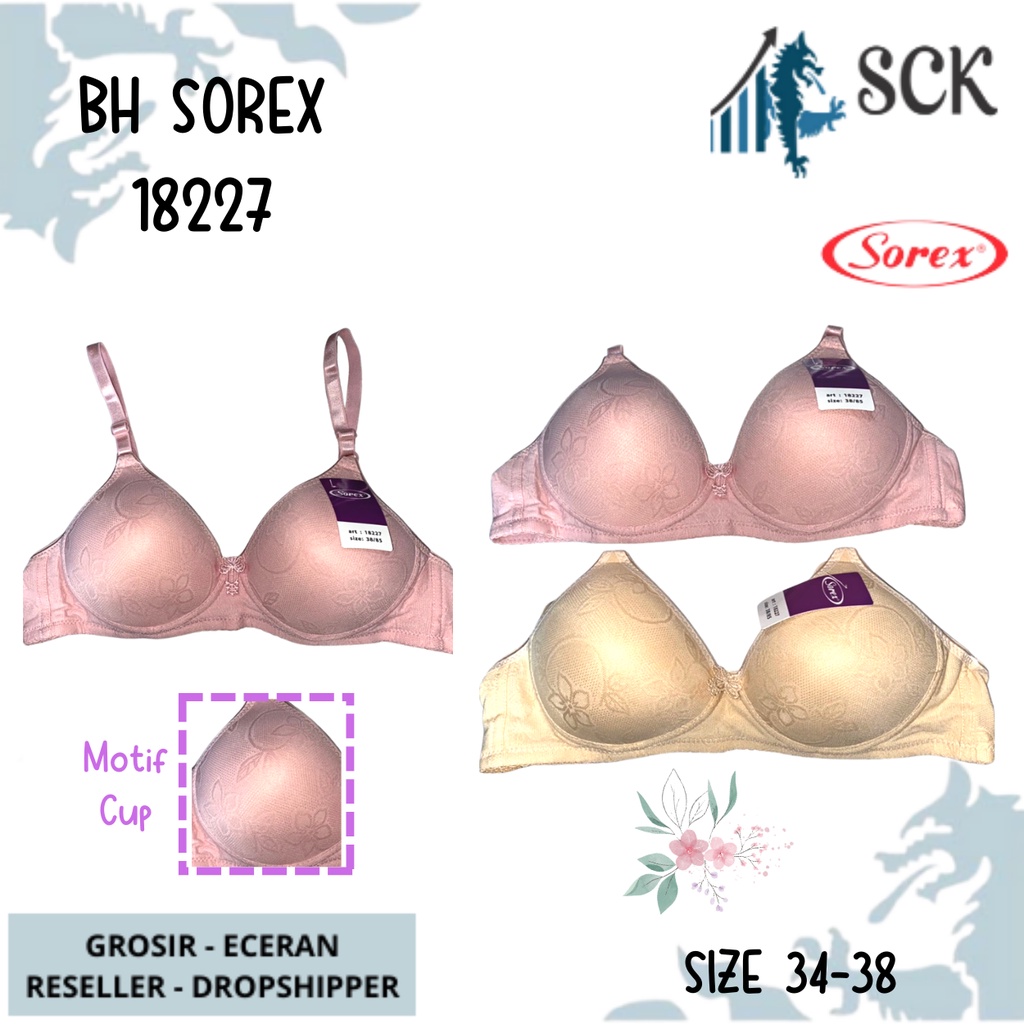 BH SOREX 18227 Size 34-38 Busa Tanpa Kawat CUP A-B Kait 2 / Pakaian Dalam Wanita - SCK