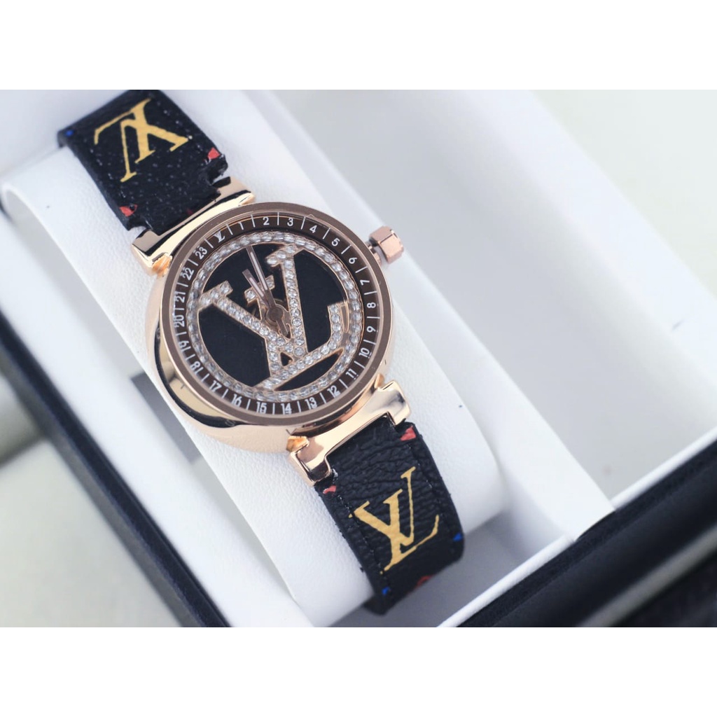 Fhasion Analog Luis Vuitton Tangan Wanita Mewah Strap kulit Tanggal Aktif