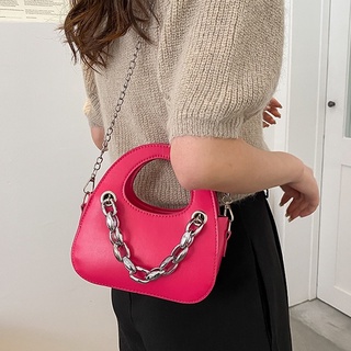 Mini Chain Decor Saddle Bag Crossbody Bag Handbag 10016