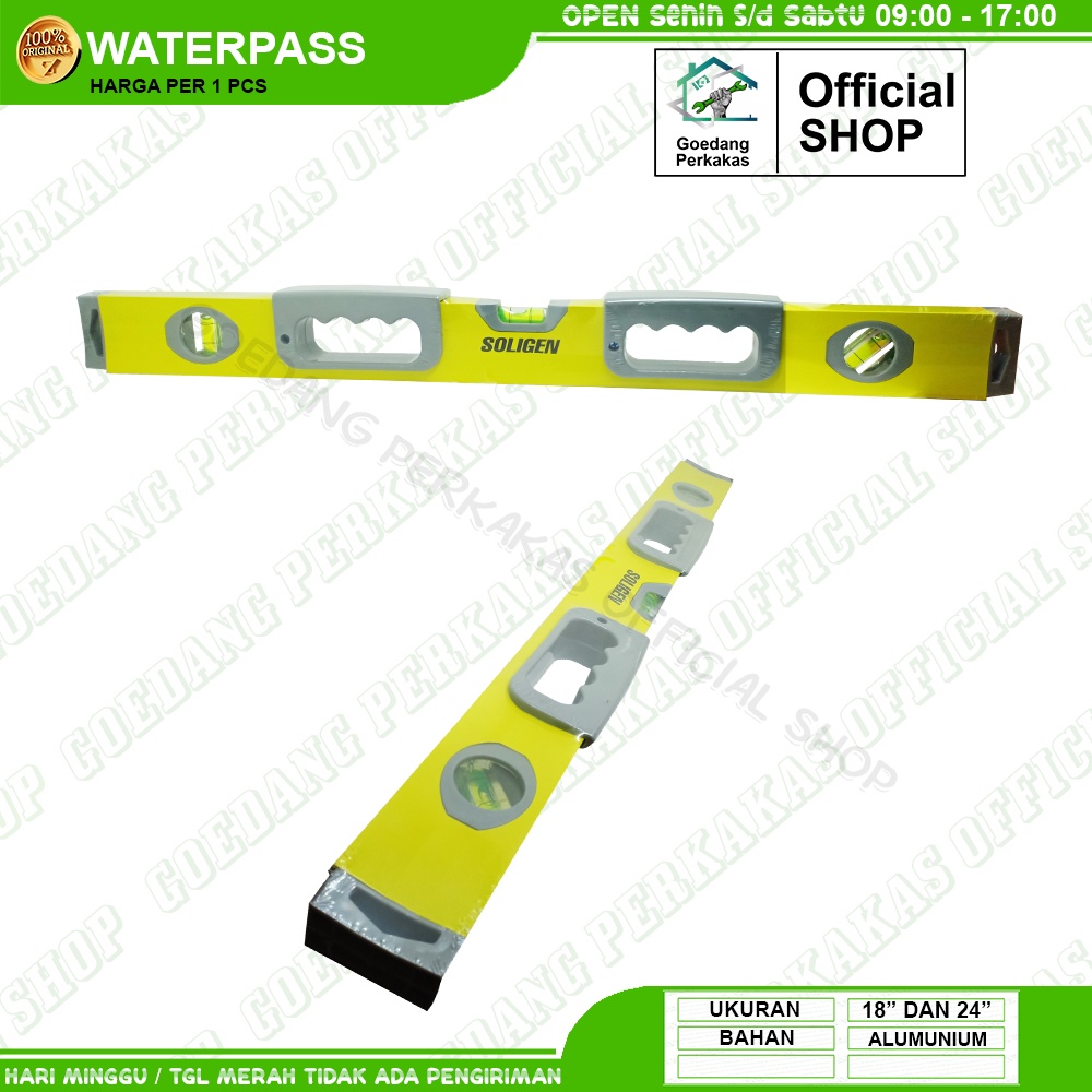 Waterpass Magnet 24 Inch Alumunium Soligen Handle Fiber Tebal