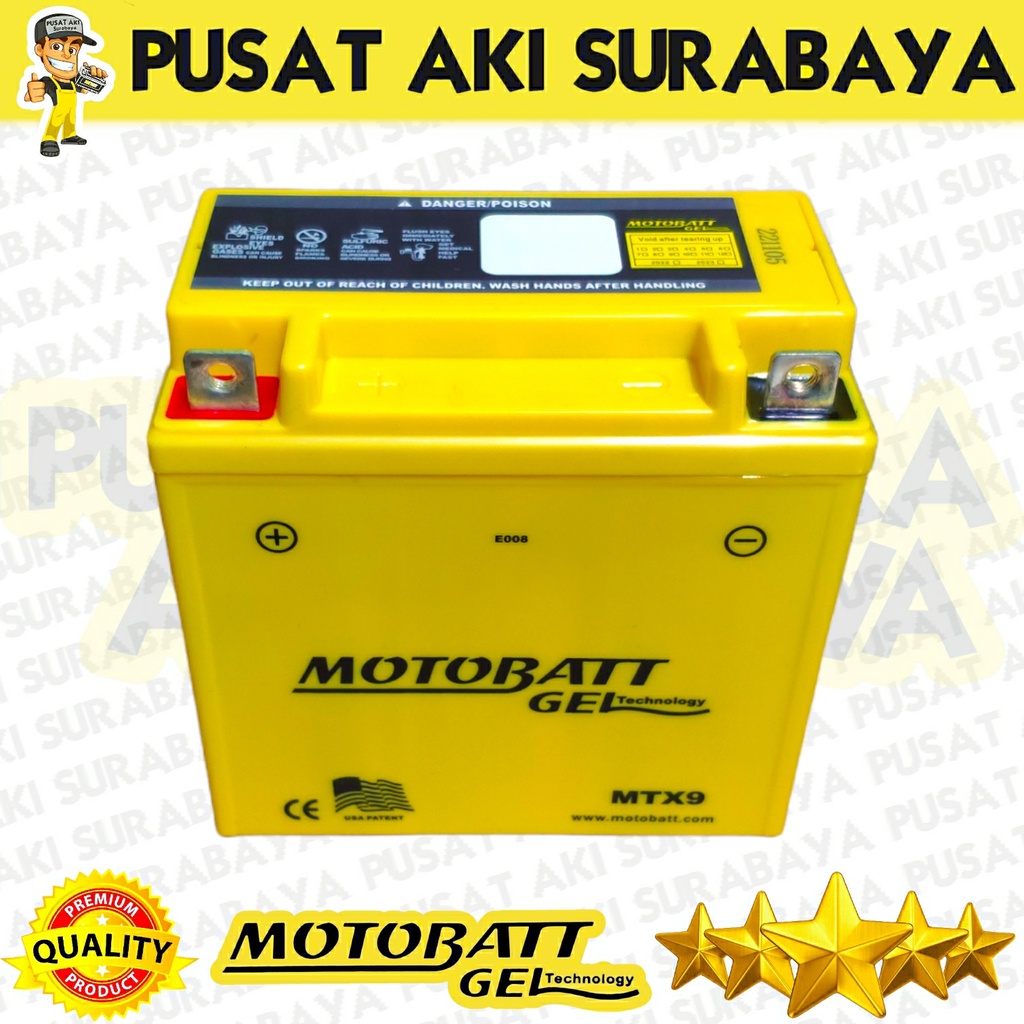 MOTOBATT MTX9 ORIGINAL ACCU GEL KERING MOTOR SUZUKI THUNDER BAJAJ PULSAR TVS APACHE 9AH YB7A