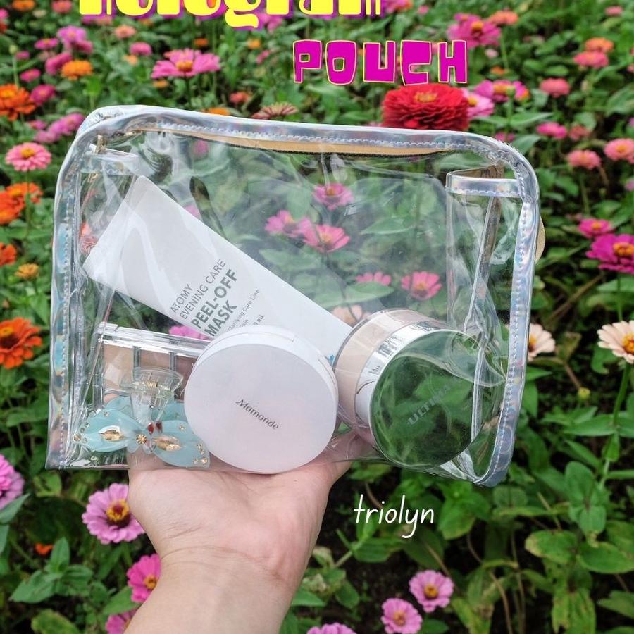 ➤ Pouch Transparan hologram ( make up, tempat pensil , brush) ♠