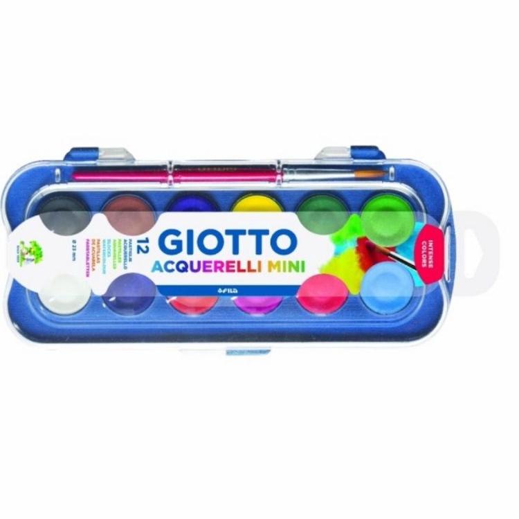 

Best Product Giotto Watercolor Mini 12 Warna 23 mm Cat Air Anak Non Toxic Free Kuas