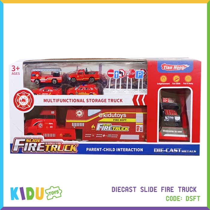 Mainan Mobil MobilanTruck Anak Diecast Slide Fire Truck Kidu Toys