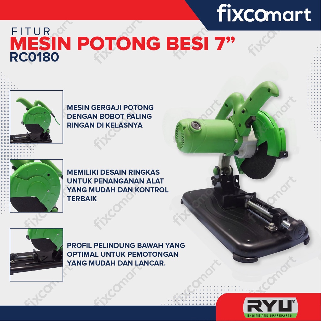 Ryu Cut Off / Mesin Potong Besi 7 Inch Rco 180 900 Watt