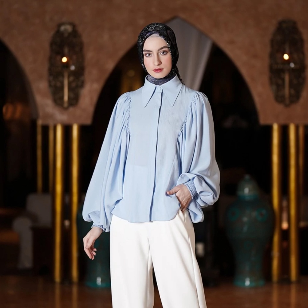 Blouse Ivan Gunawan | Adore Blouse Blue | Tunik atasan muslim