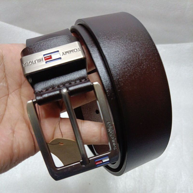 Ikat Pinggang Pria Kulit Import TOMMY HILFIGER || Ikat Pinggang Jarum Lubang Formal Sabuk Kerja