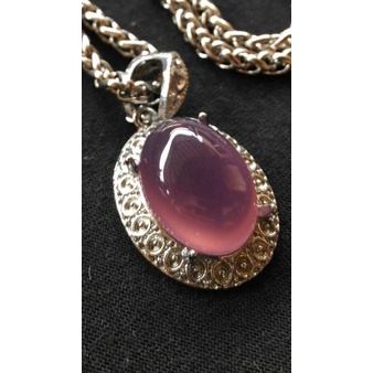 Cincin Batu Akik LIONTIN + KALUNG TITANIUM AKIK LAVENDER TOP QUALITY FS160