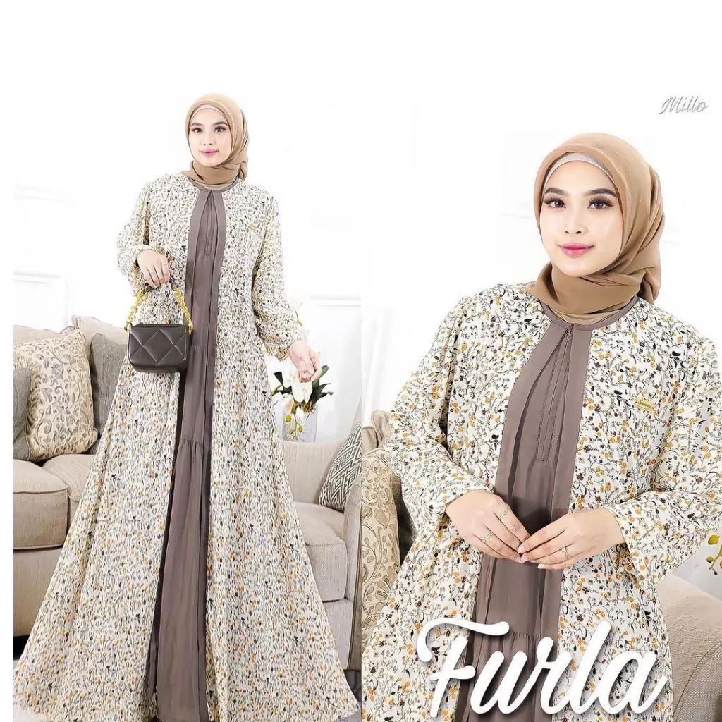 Gamis Furla Dress Bahan Ceruti Babydoll - Baju Gamis Jumbo - Bahan Adem  Gamis Kondangan / Dress Pesta / Baju Muslim Wanita Terbaru 2023