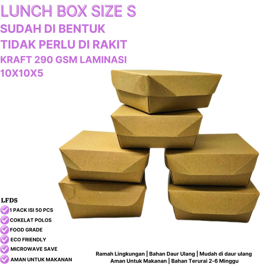 Lunch Box Small Sudah Terbentuk Tidak Perlu Dirakit (LFD5-Laminasi)