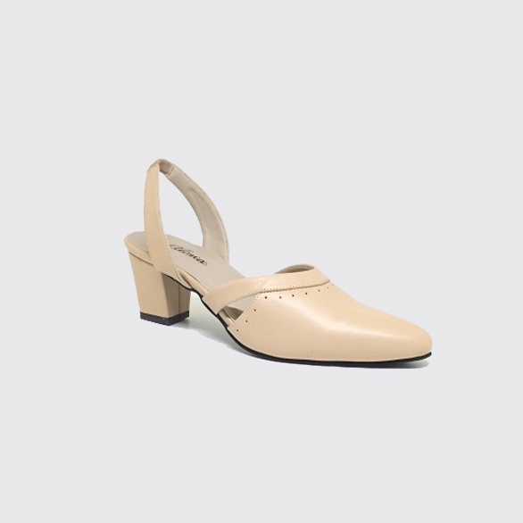 Mules Cream Big Size | Sepatu Sandal Heels Wanita Kantor Pesta Ukuran Besar Jumbo