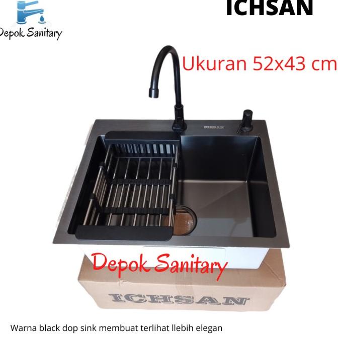 Kitchen Sink Stainless Hitam Black 5243 / Paket Kitchen Sink -Ichsan